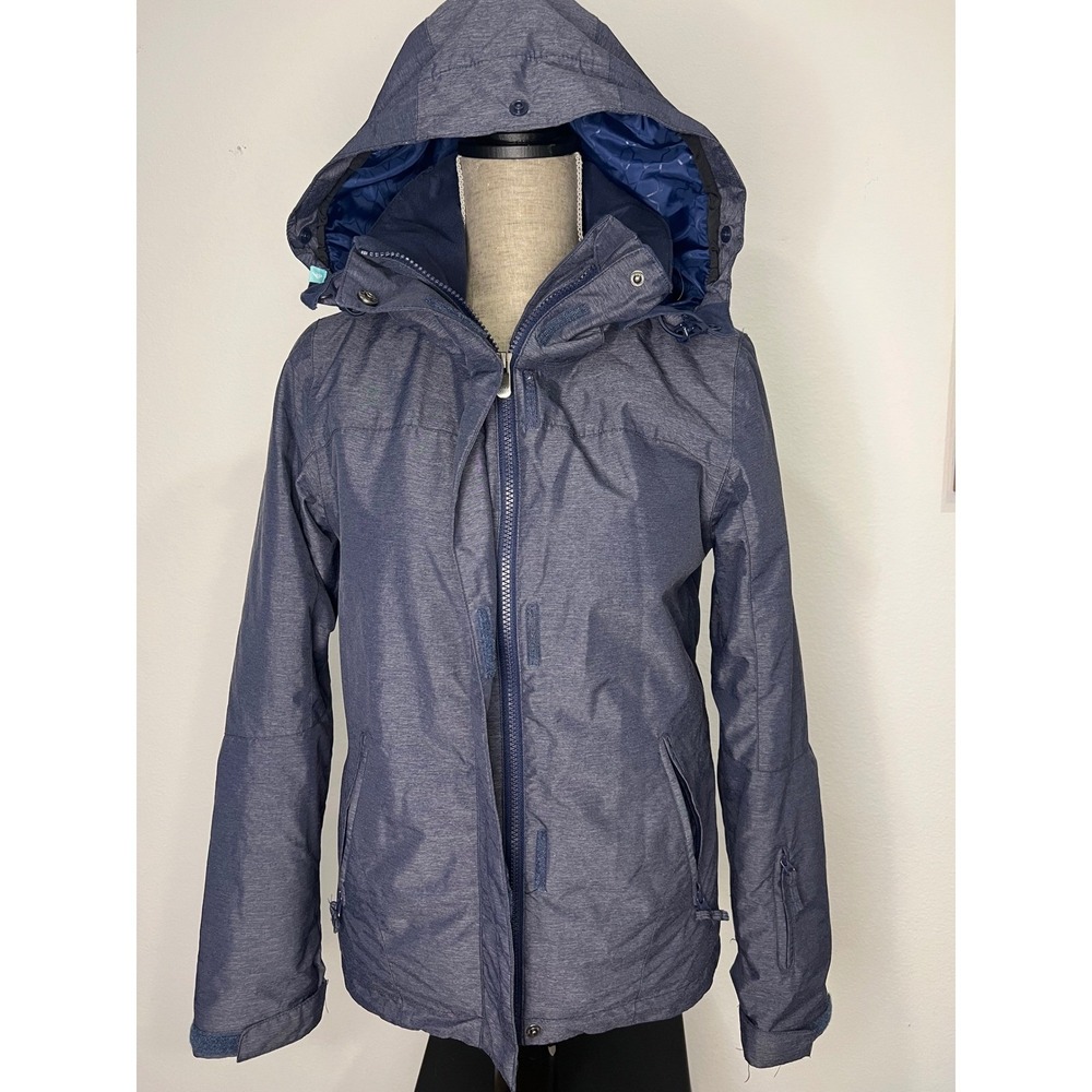 Roxy Womens Ski Jacket DryFlight 10K Hooded Snowboard Coat Navy Blue Small